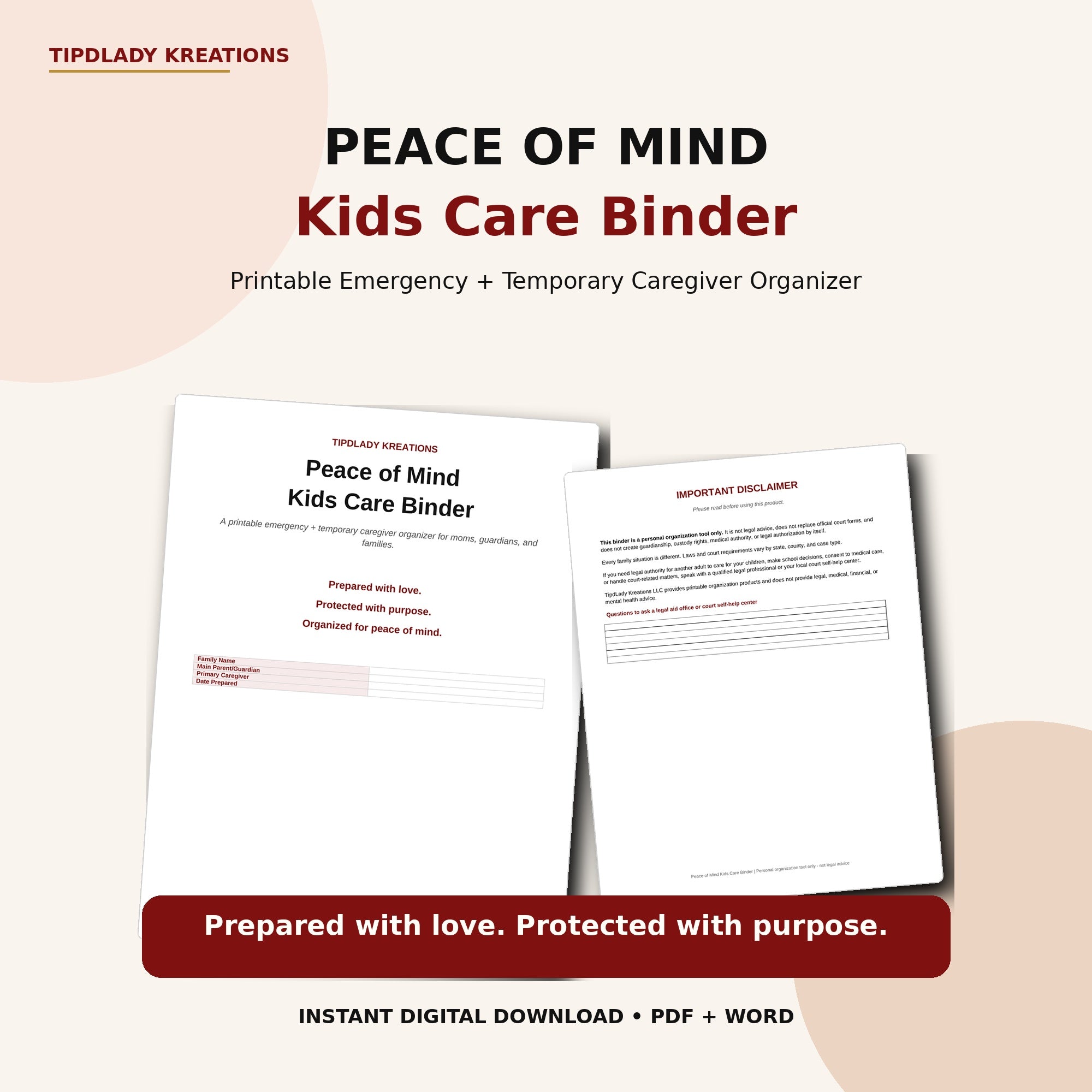 Peace of Mind Kids Care Binder