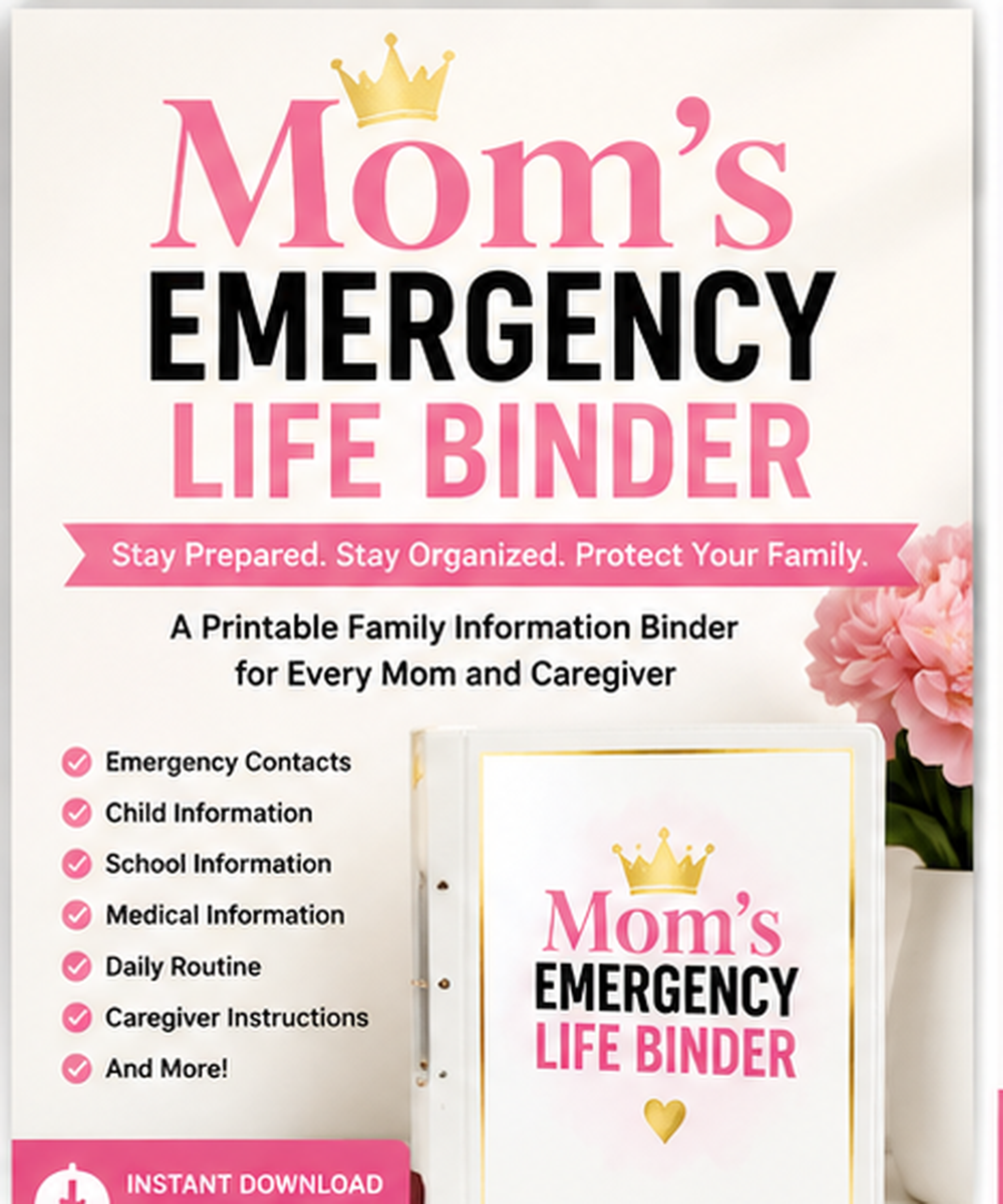 Mom’s Emergency Life Binder Printable PDF