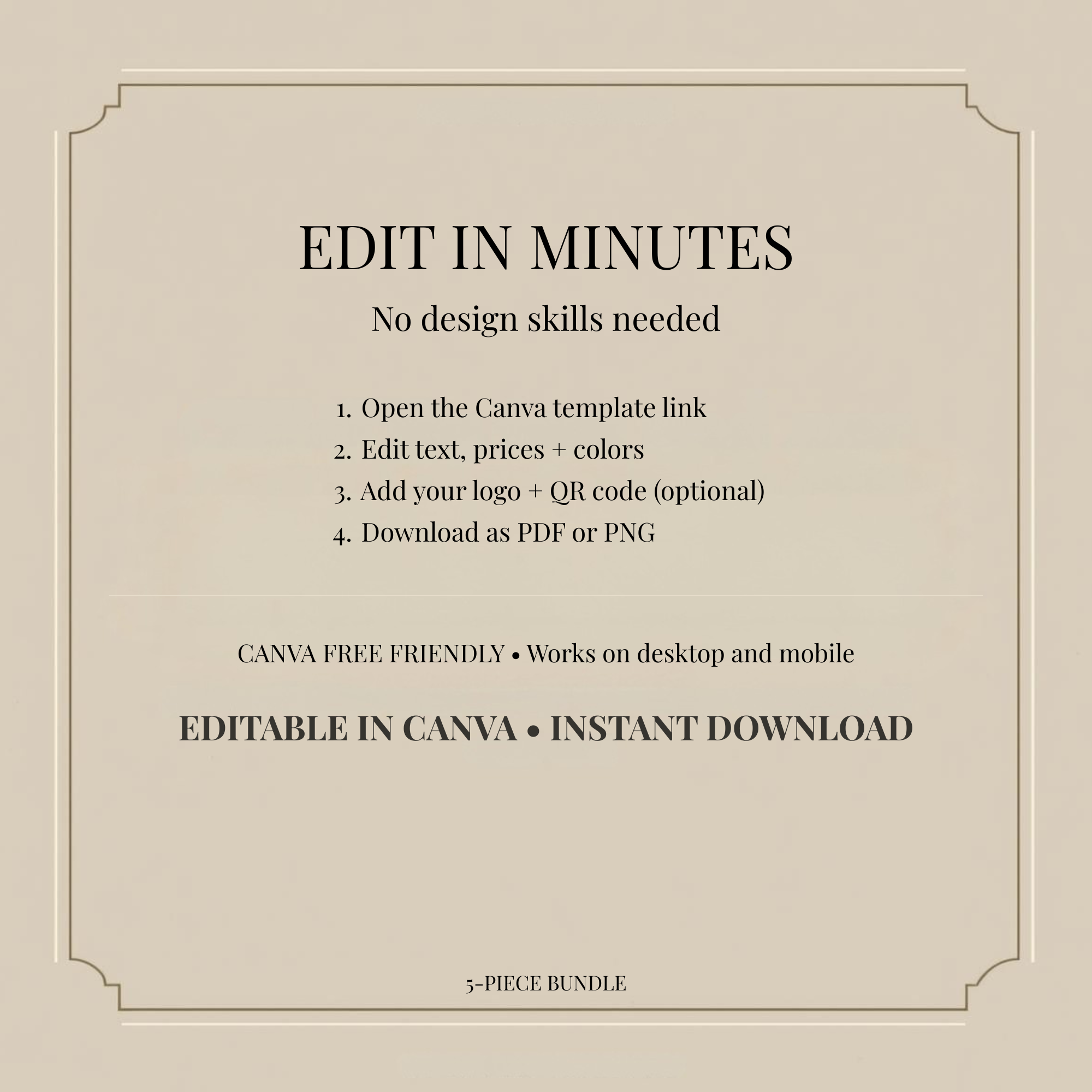 Lash Price List Canva Template Bundle (Minimal Beige Nude)