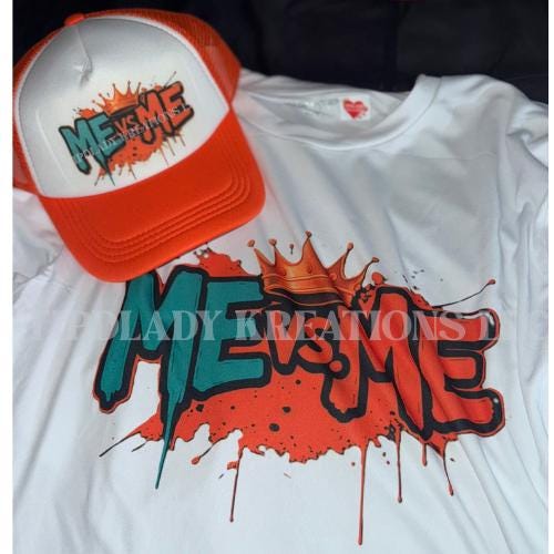 Turquoise & Orange Motivational Hat, Hoodie or Tee - ME vs ME