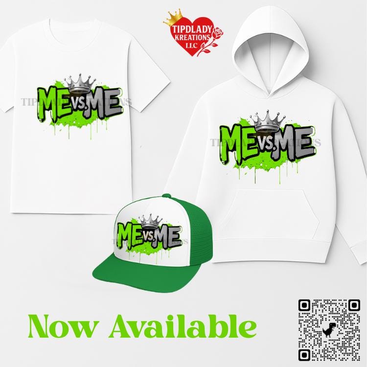 Green 'ME vs ME' Hat, Hoodie, or Tee: Growth Mindset Apparel